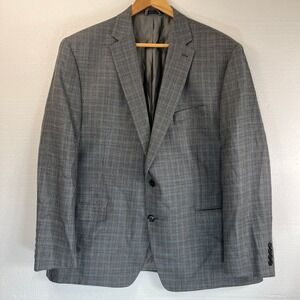 Lauren Ralph Lauren Men's 48R Gray‎ Blue Houndstooth Silk Wool Blazer Jacket